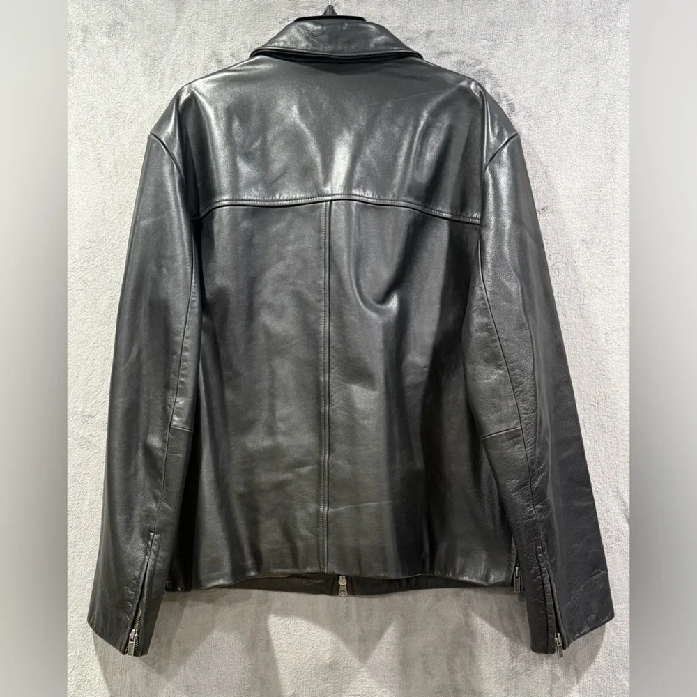 Vintage Banana Republic 100% Genuine Leather Black Bomber Jacket Men’s Size XL